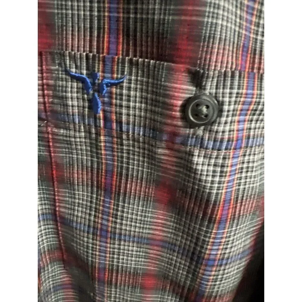 Wrangler 20X Shirt Mens XXL Blue Plaid Heavy Cotton‎ Long Sleeve Button Up Shirt